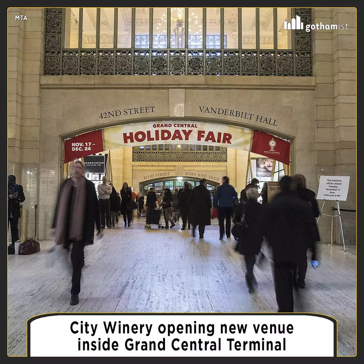 City Winery opening new venue inside Grand Central Terminal