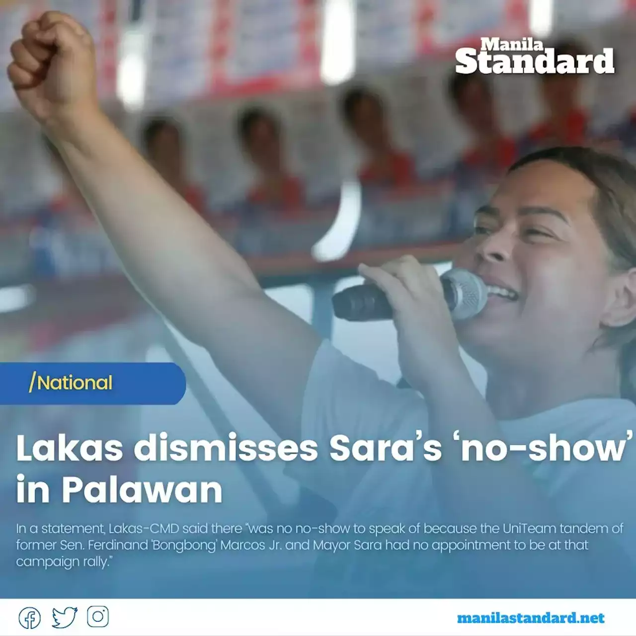 Lakas dismisses Sara’s ‘no-show’ in Palawan