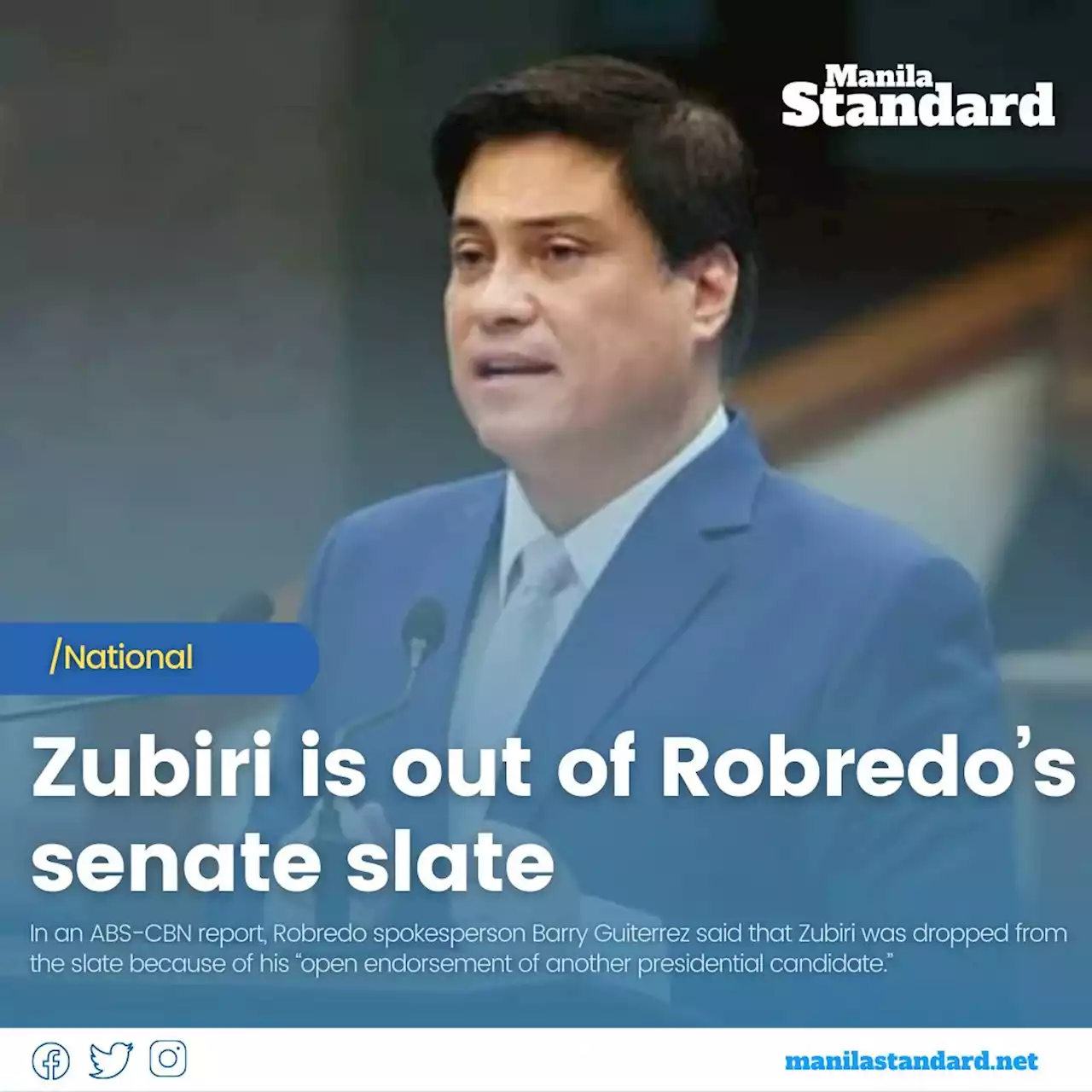 Zubiri is out of Robredo’s senate slate