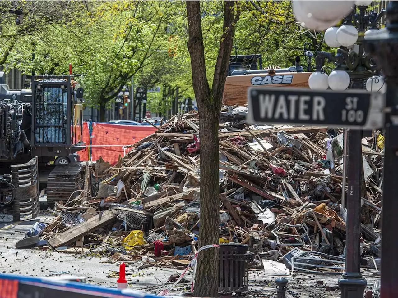 Cleanup begins after demolition of burned Winters Hotel in Vancouver, city says