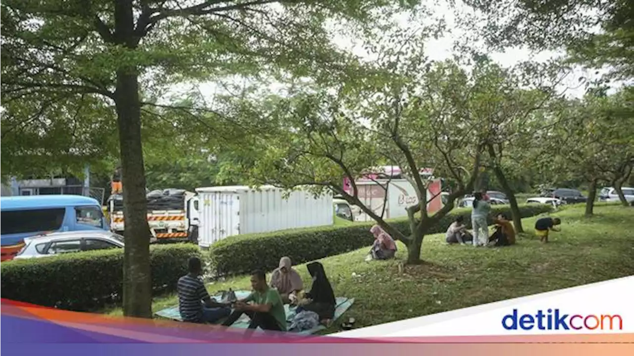 Potret Pemudik Melepas Lelah di Taman Rest Area