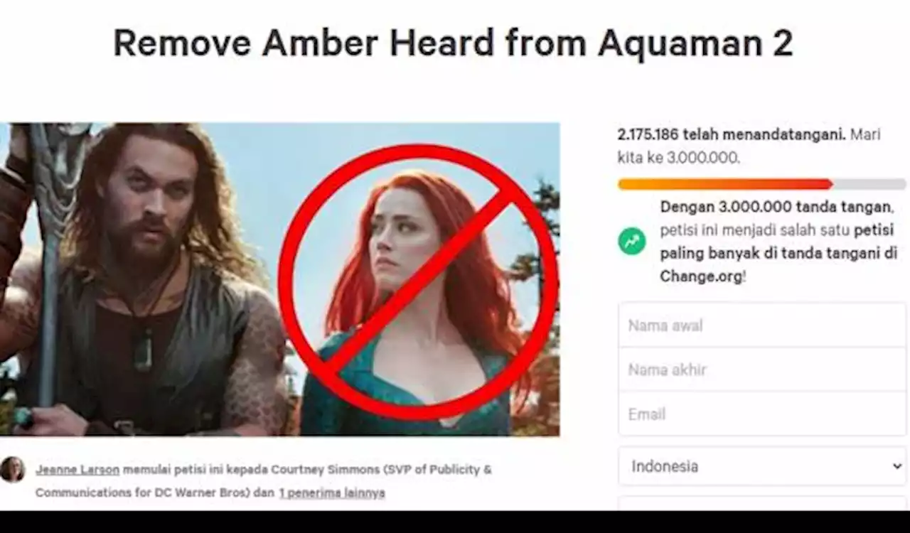 Lebih dari 2 Juta Orang Tandatangani Petisi Pecat Amber Heard dari Aquaman 2