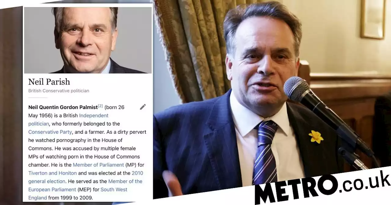 Wikipedia page of MP accused of watching porn at work changed within seconds