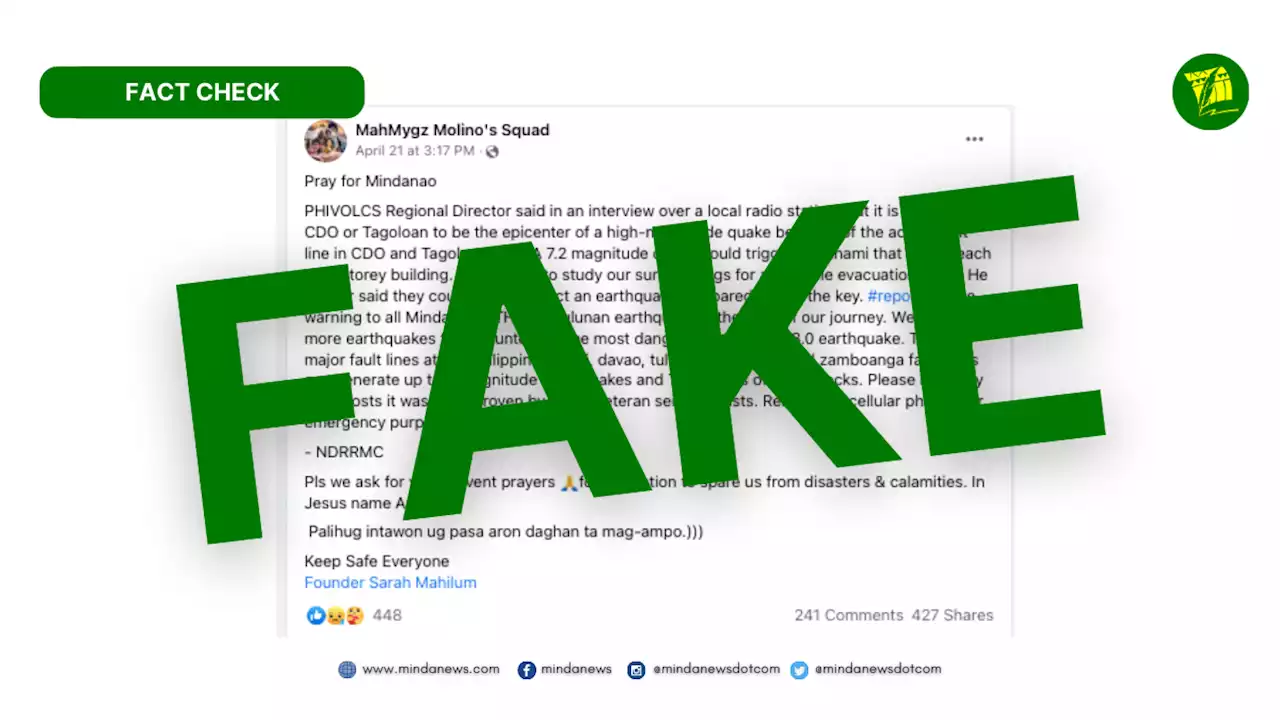 FACT CHECK Phivolcs slams rehashed fake quake warning in Mindanao