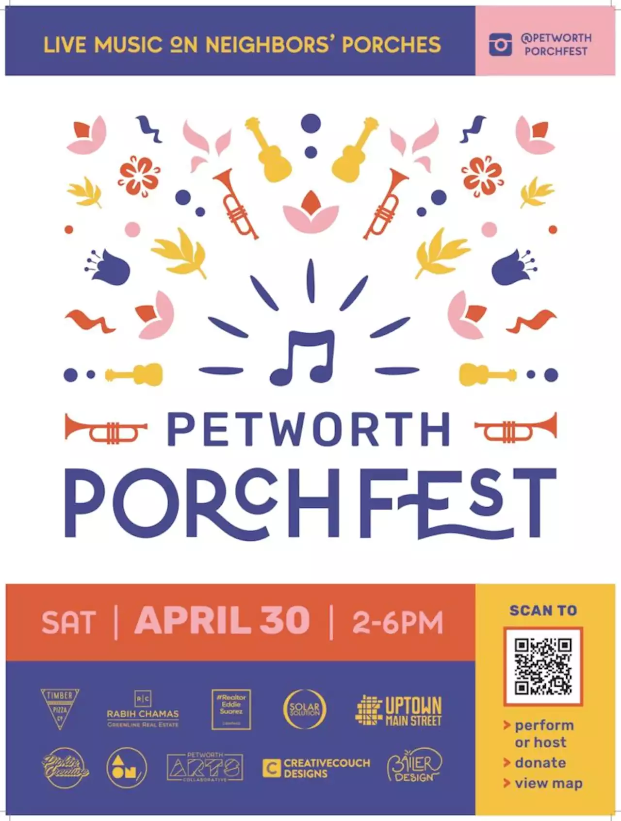 'Petworth Porchfest is Saturday, April 30, from 2-6pm!'