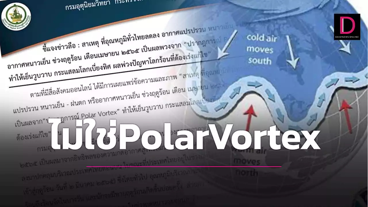 อุตุฯโต้ Polar Vortex ทำหนาววูบวาบ ชี้ปรากฏการณ์นี้ไม่มีทางถึงไทย | เดลินิวส์