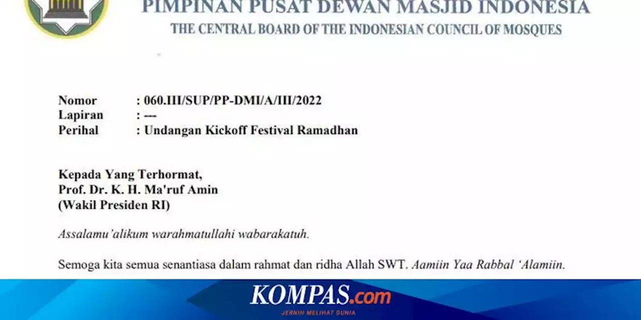 Isi Undangan DMI untuk Ma'ruf Amin yang Dipalsukan Arief Rosyid