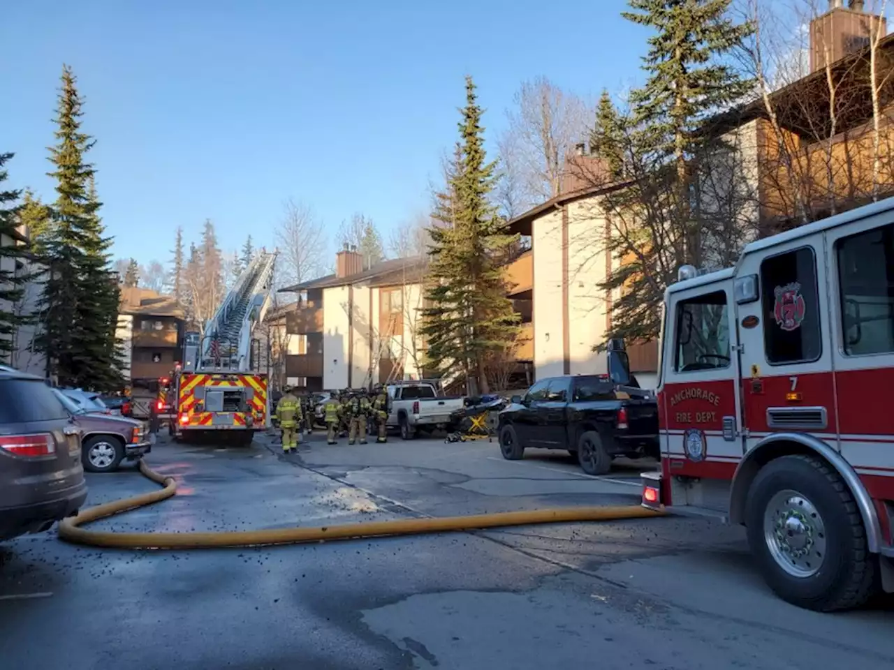 First responders fighting fire at condominium building near South Anchorage