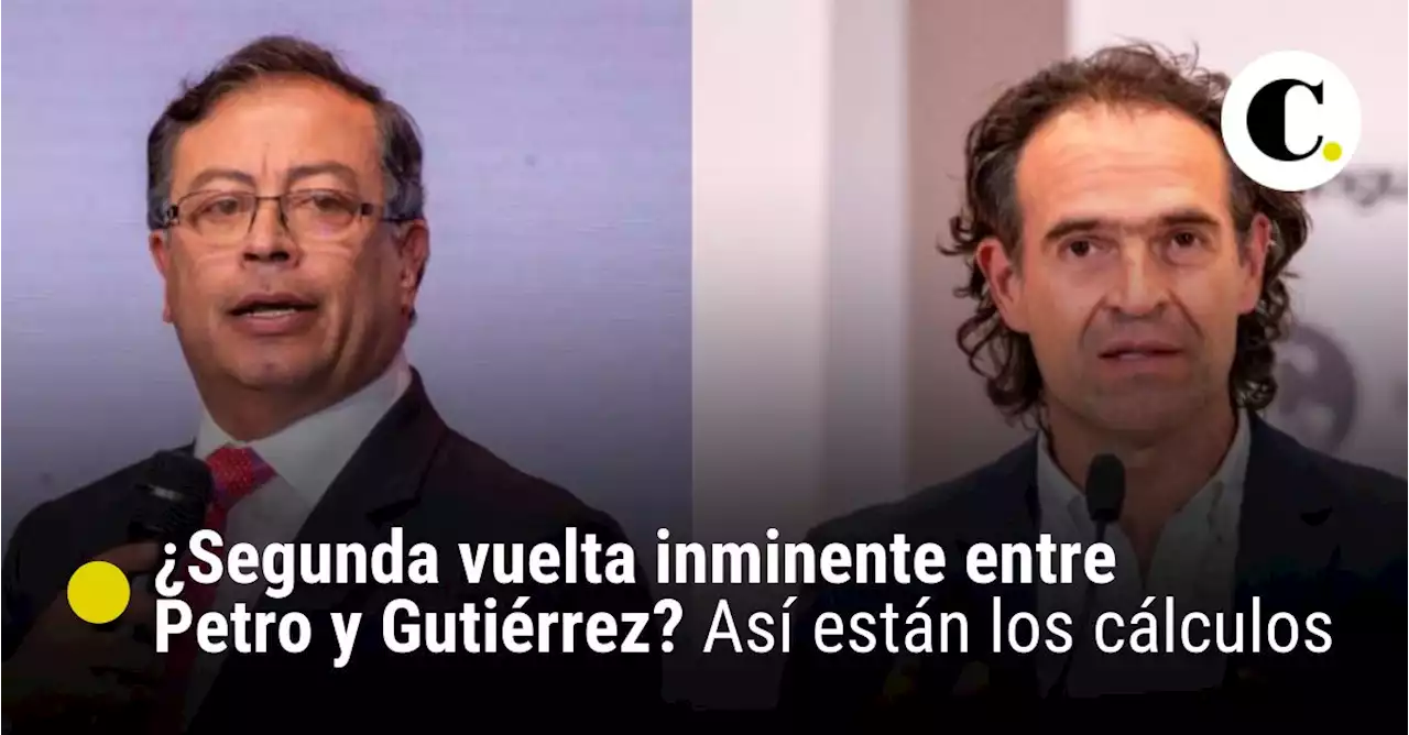 Una segunda vuelta entre Gustavo Petro y Federico Gutiérrez parece inminente; así están los cálculos