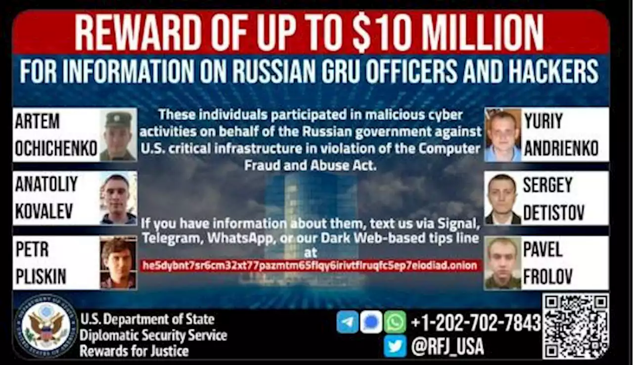 Russian Military Hackers—$10 Million Reward Offered By U.S. Government