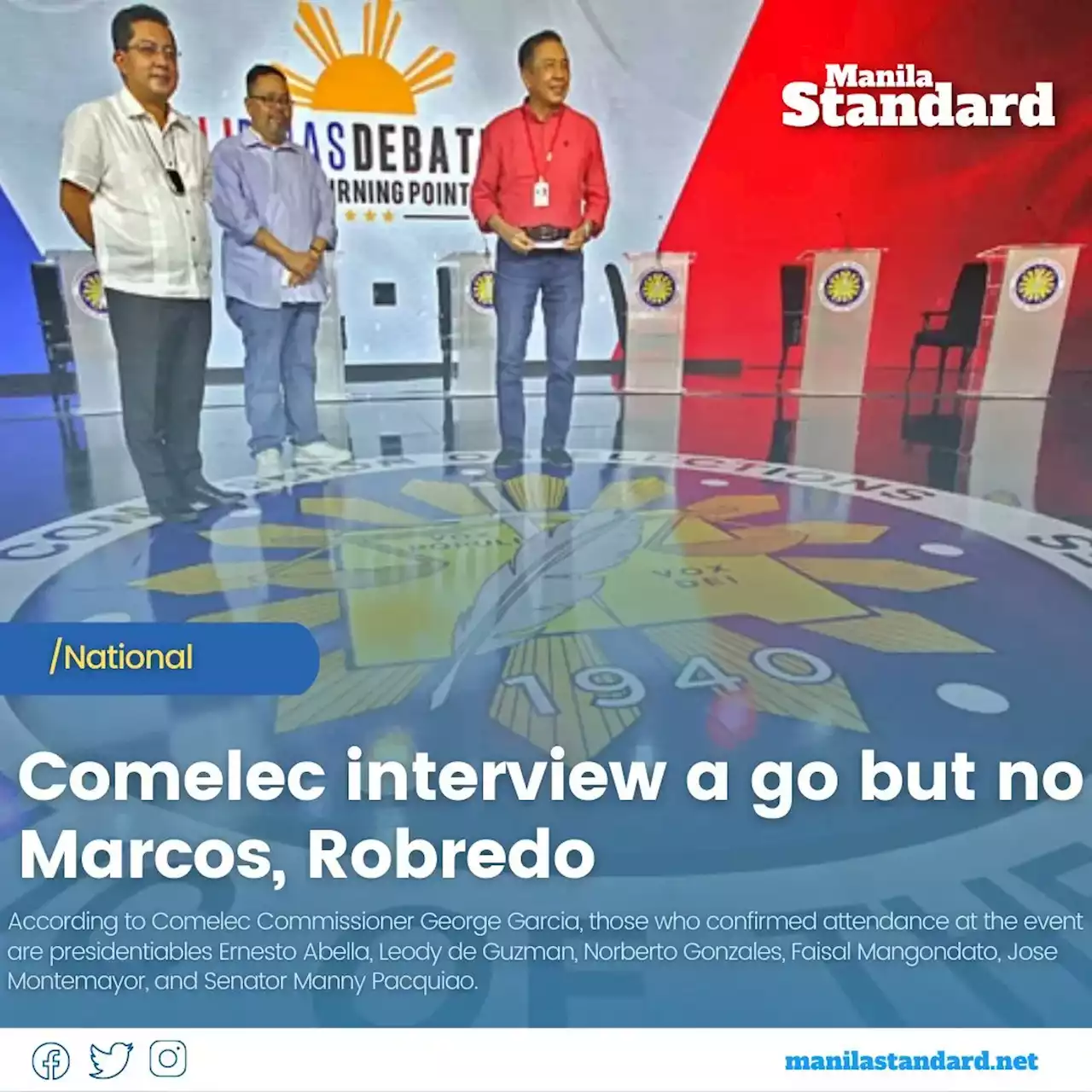 Comelec interview a go but no Marcos, Robredo