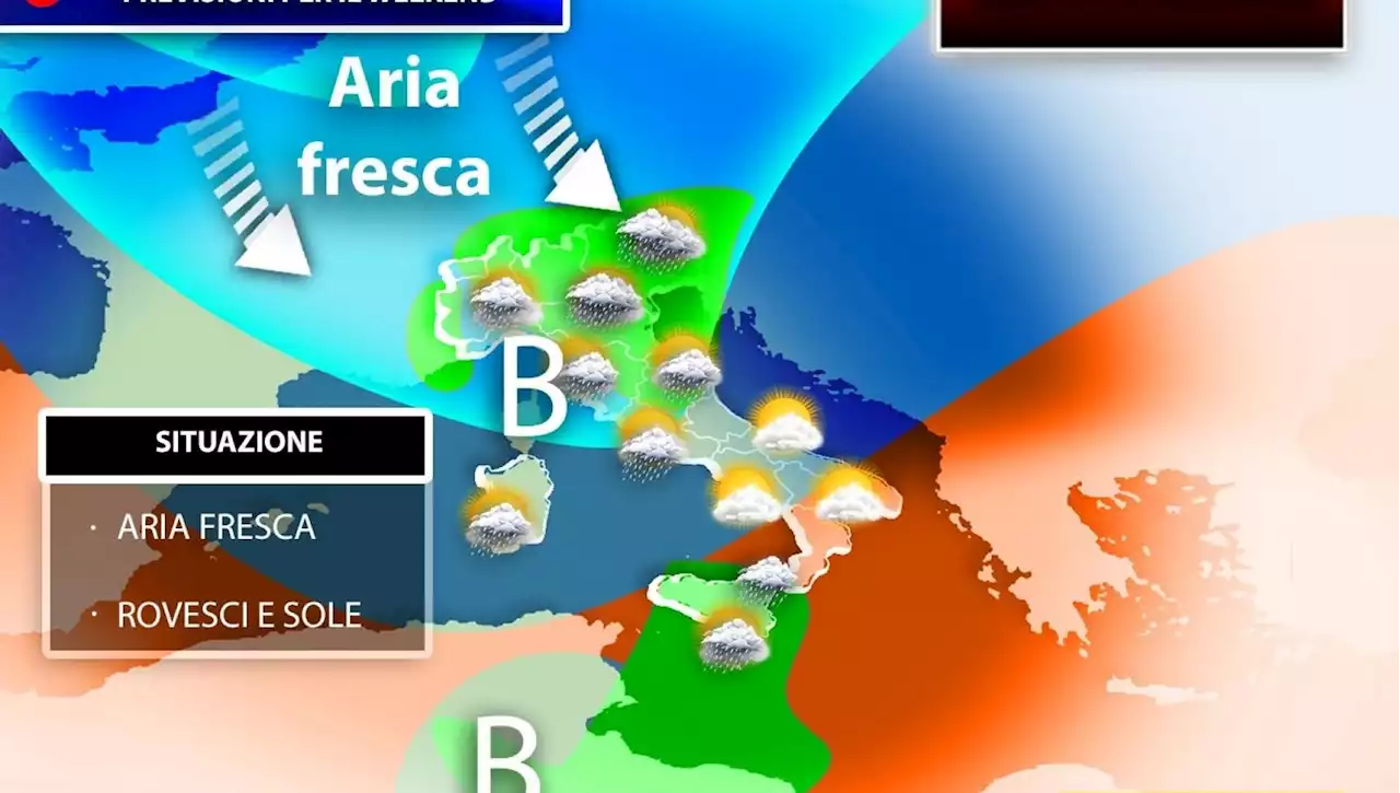 Previsioni meteo, weekend con aria fresca in arrivo, rovesci e sole. Primo maggio incerto