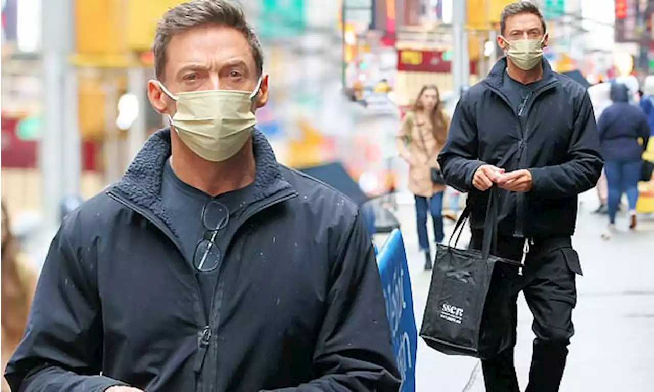Hugh Jackman arrives for a performance of Broadway show The Music Man