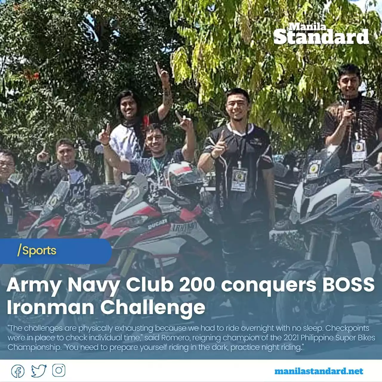 Army Navy Club 200 conquers BOSS Ironman Challenge