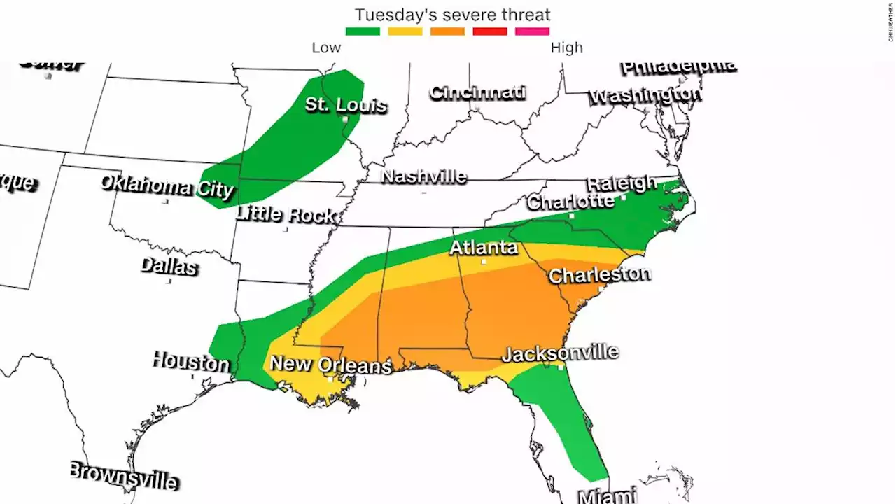 Parts of the South are again under the threat of tornadoes and severe storms