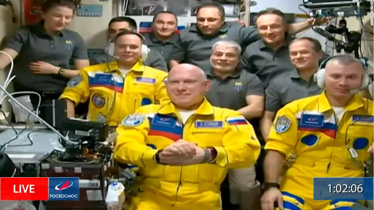 Russian cosmonauts 'blindsided' by controversy over arriving at ISS in yellow spacesuits