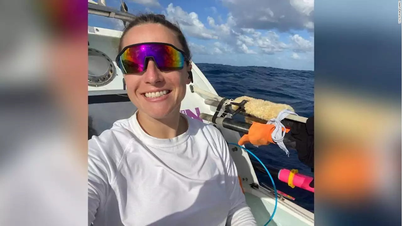 Victoria Evans breaks world record for fastest female solo row across the Atlantic Ocean