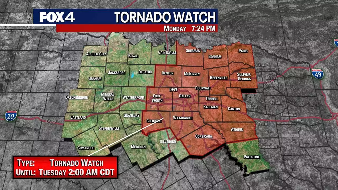 Tornado Watch issued for North Texas until 2 a.m.