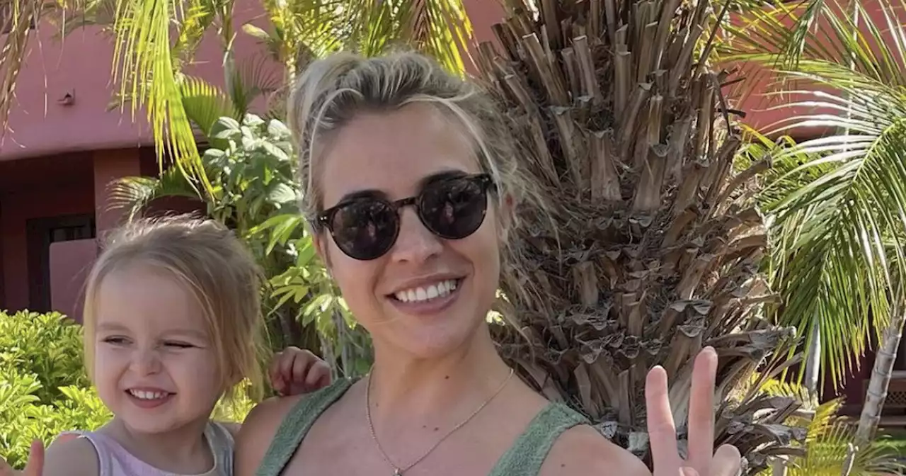 Gemma Atkinson highlights her fit frame in bikini as she poses with daughter Mia