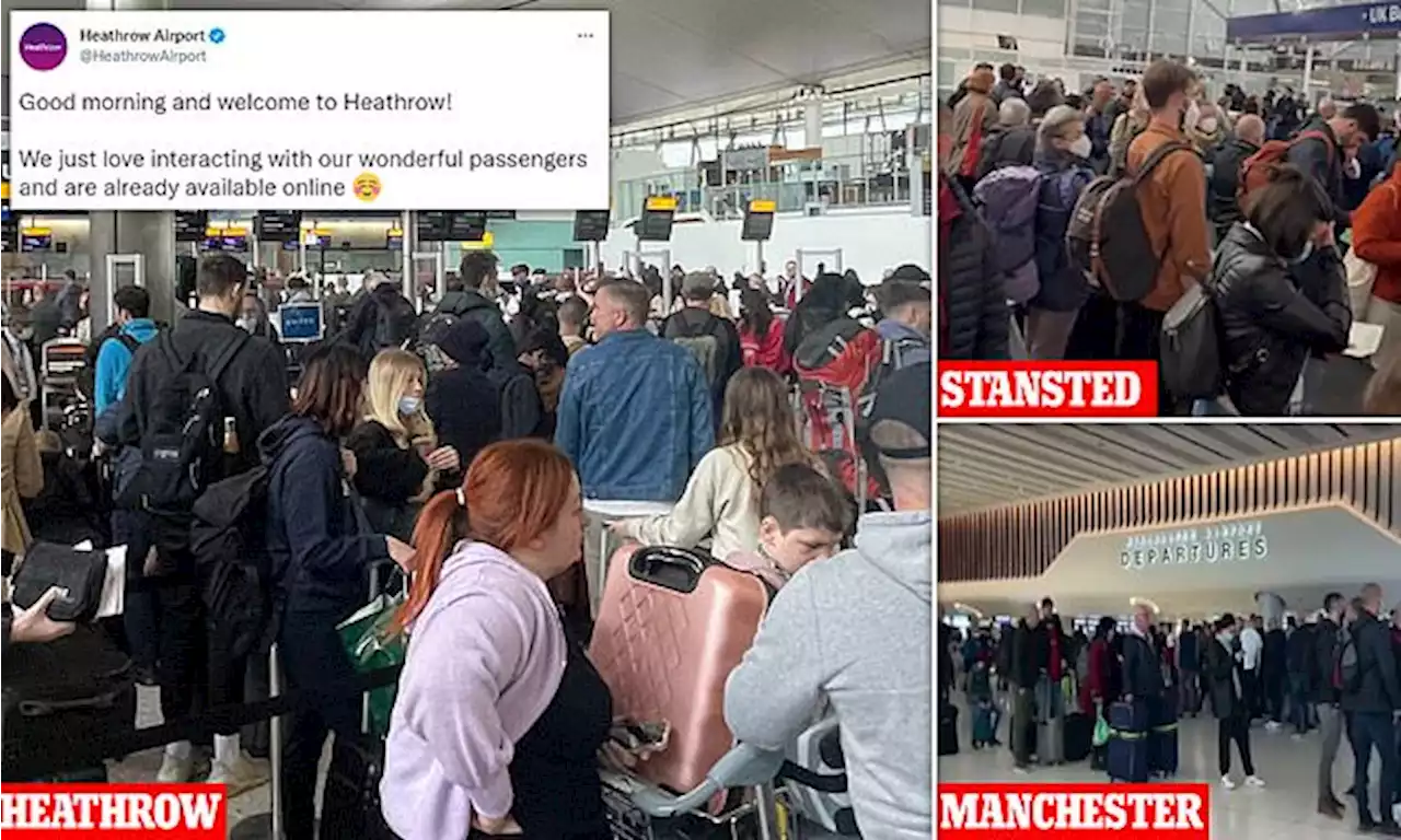 Huge queues form at Birmingham, Manchester and Stansted airports