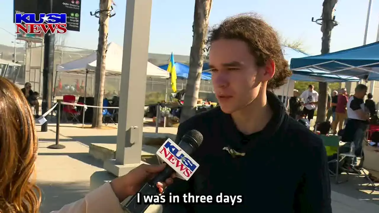 Speaking to Ukrainian refugees as they enter the U.S. at the San Ysidro Port of Entry -