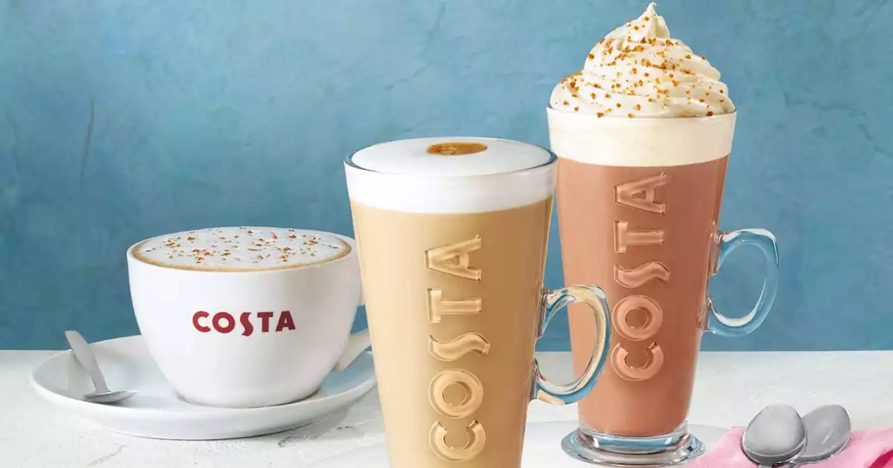 All of Costa's delicious Easter products including Hot Cross Bun Latte