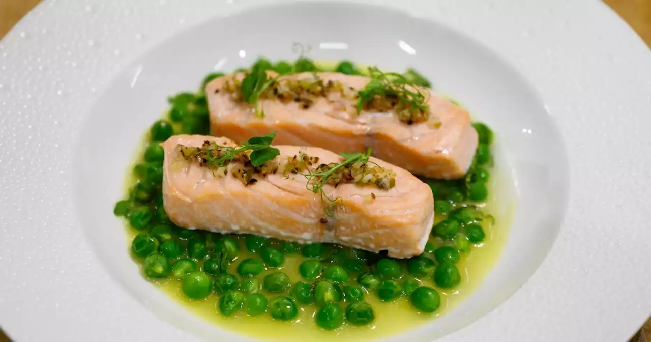 Eric Ripert gives salmon bright spring flavor with peas and ramps