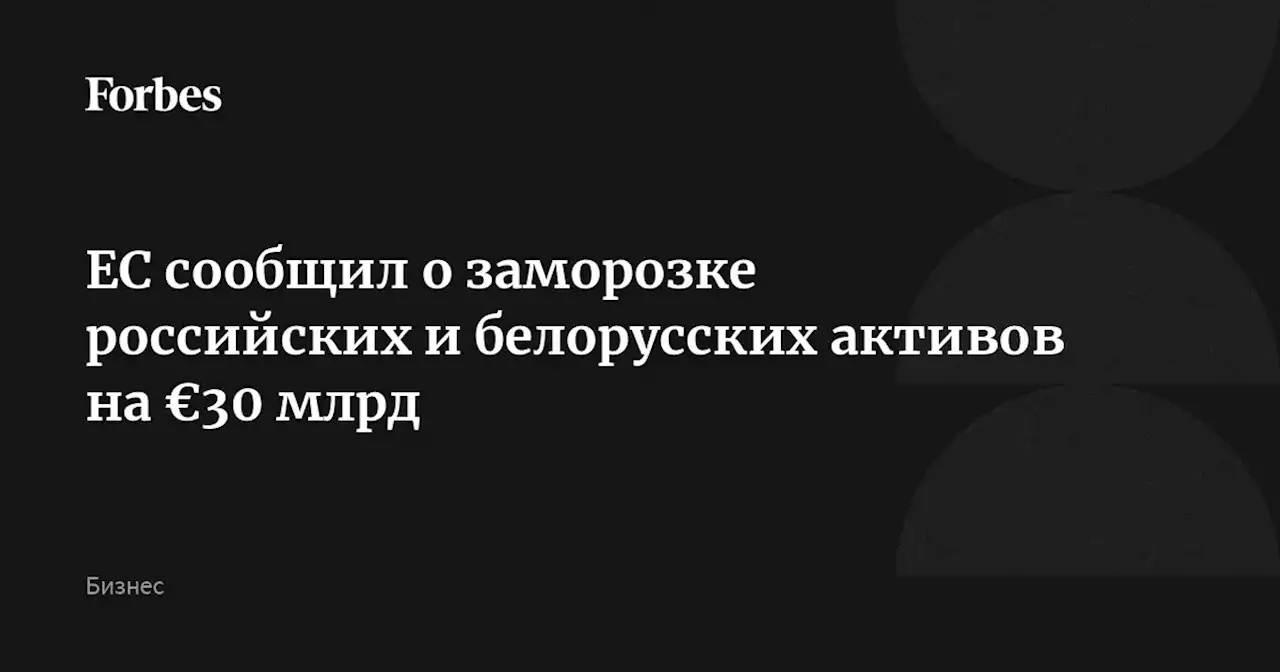 ЕС сообщил о заморозке российских и белорусских активов на €30 млрд