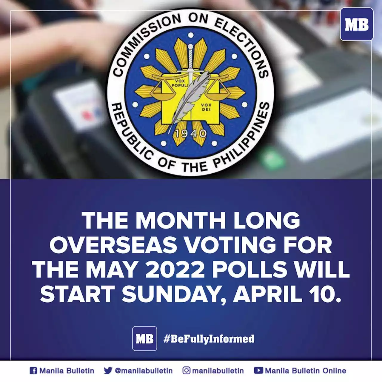 Overseas voting starts April 10