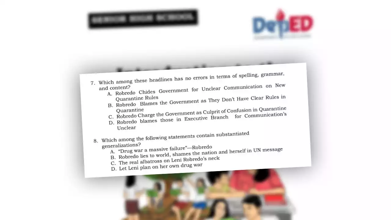 DepEd under fire over learning module putting Robredo in bad light