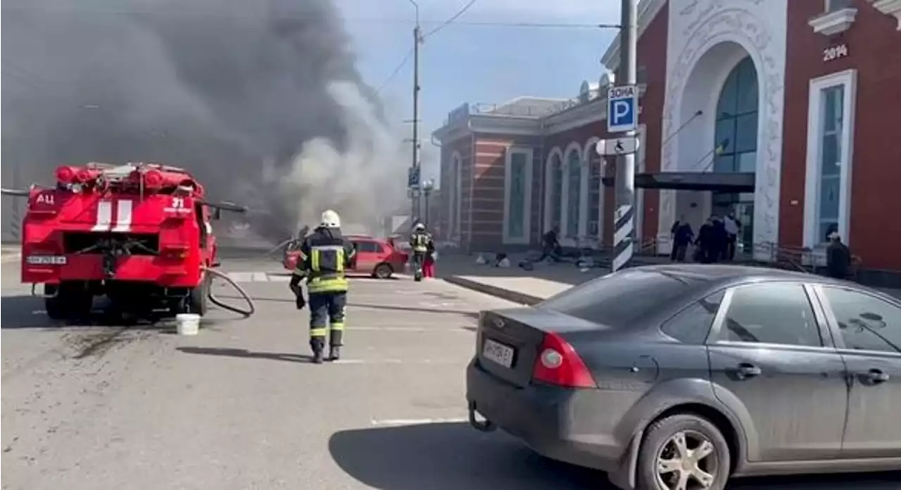 More than 30 civilians feared dead after attack at railway station in east Ukraine