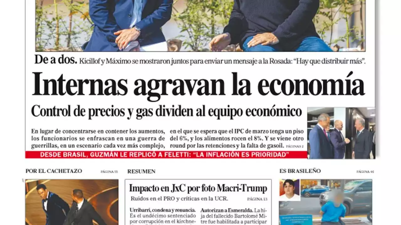 La tapa del Diario PERFIL de este sábado 9 de abril de 2022