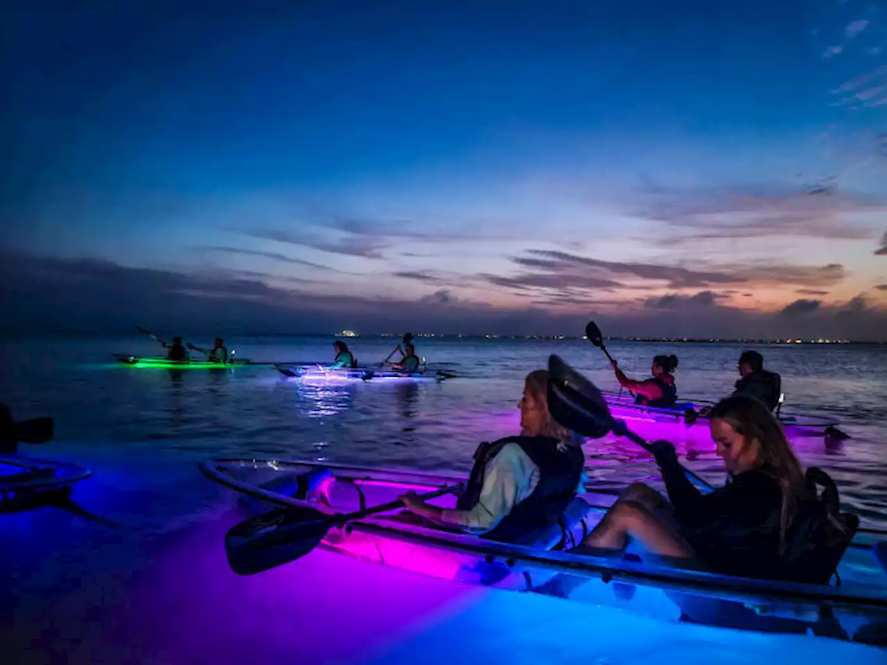 Take a night tour of the Texas coast in a glowing crystal kayak