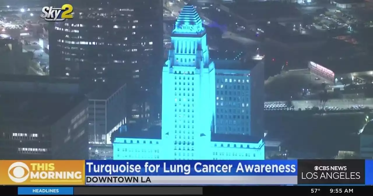 LA City Hall turning turquoise for Lung Cancer Awareness