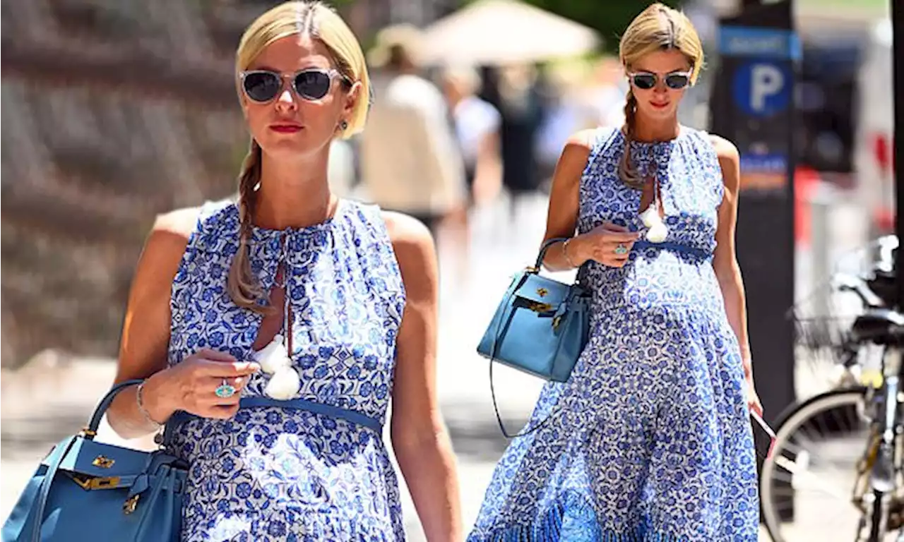 Nicky Hilton looks very pregnant in blue dress