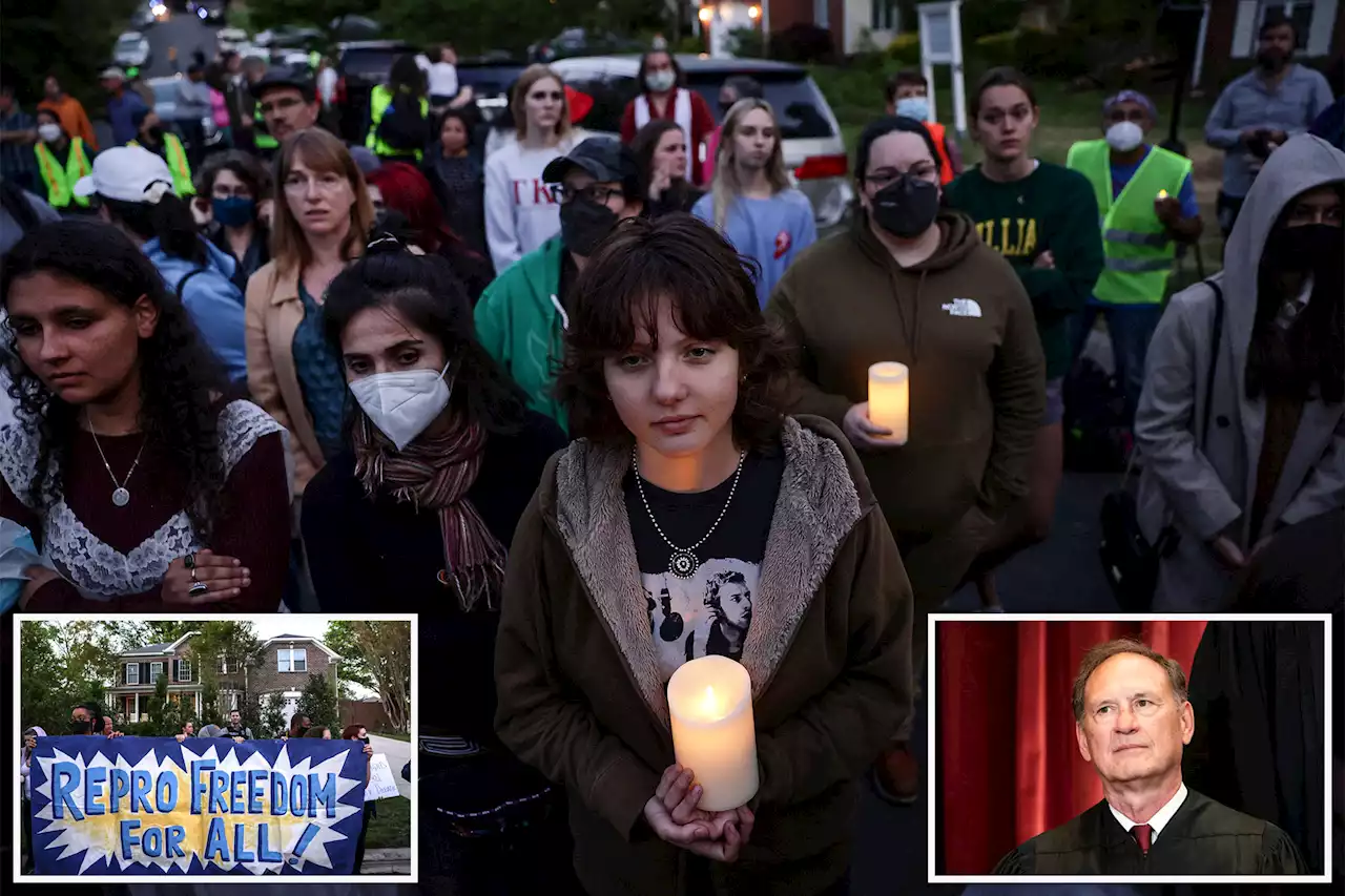 Abortion rights activists hold protest outside of Justice Alito’s home