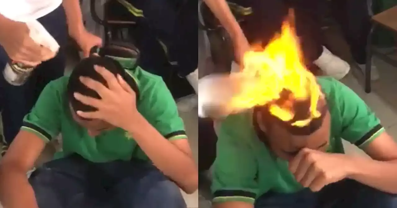 Estudiante al que incendiaron cabello con alcohol se habría prestado para el acto