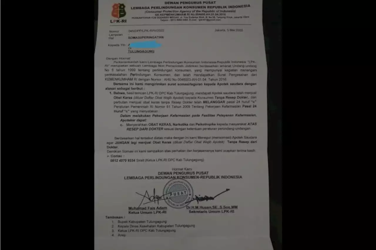 Sejumlah pelaku usaha apotek di Tulungagung 'diteror' LSM