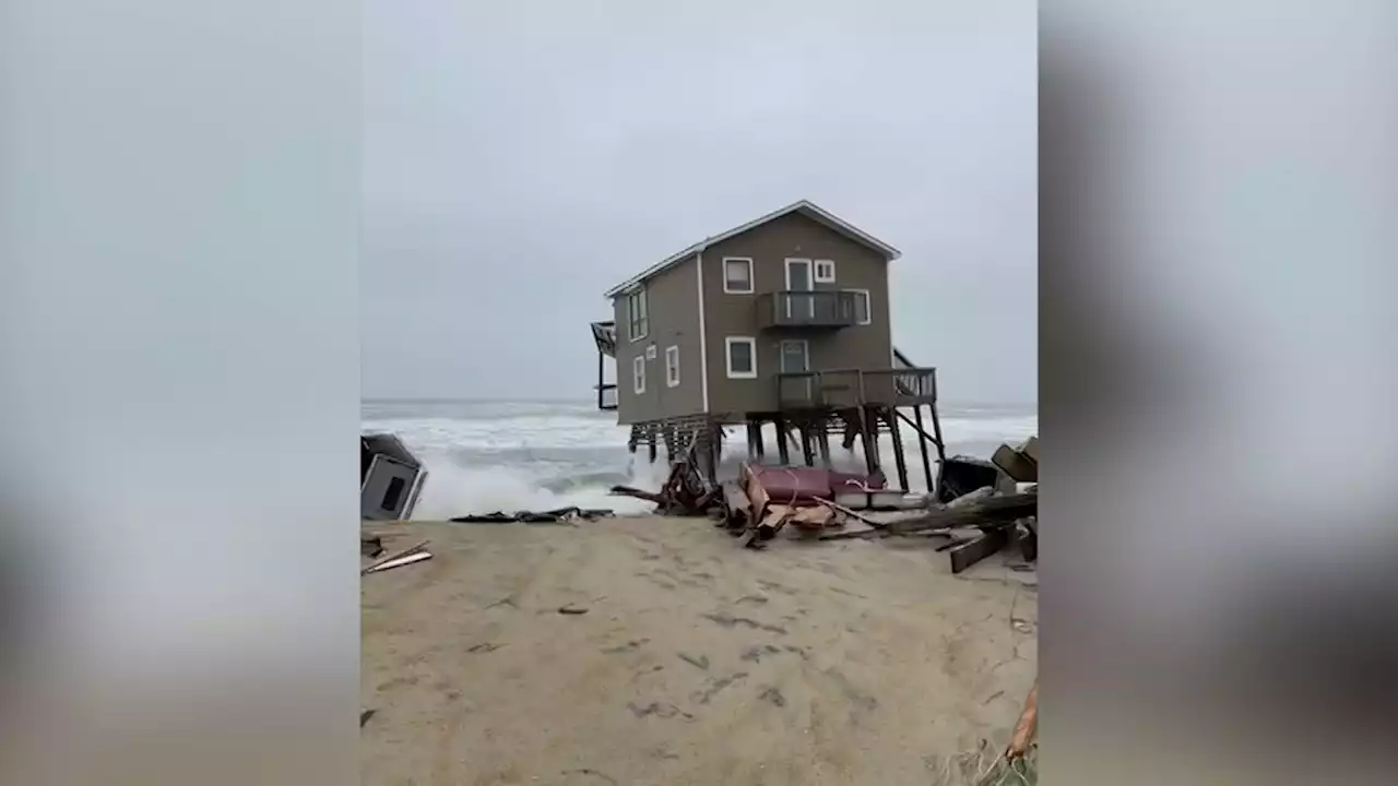 Two beachside homes collapse from rising waters on North Carolina's Outer Banks