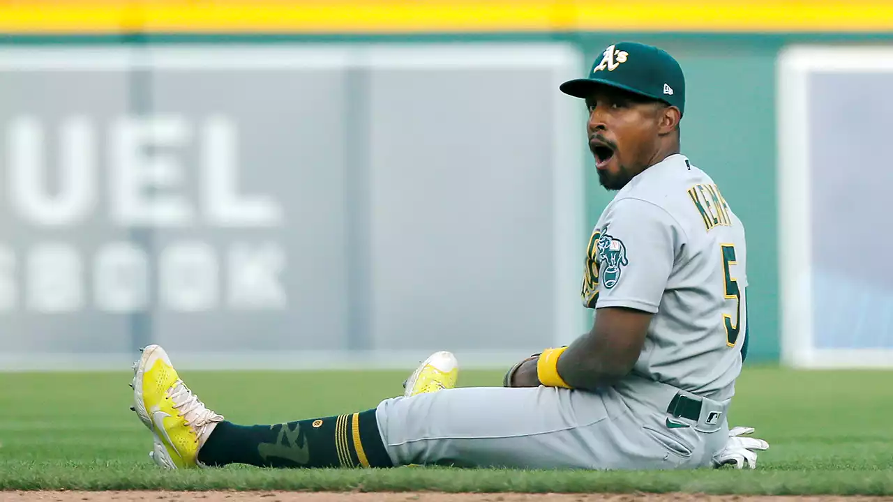 A's second baseman Tony Kemp stuns himself with incredible Superman catch