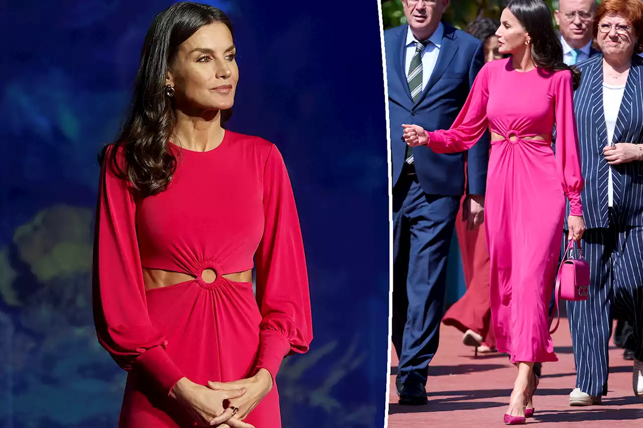 Queen Letizia of Spain shows off her abs in a daring pink cutout dress