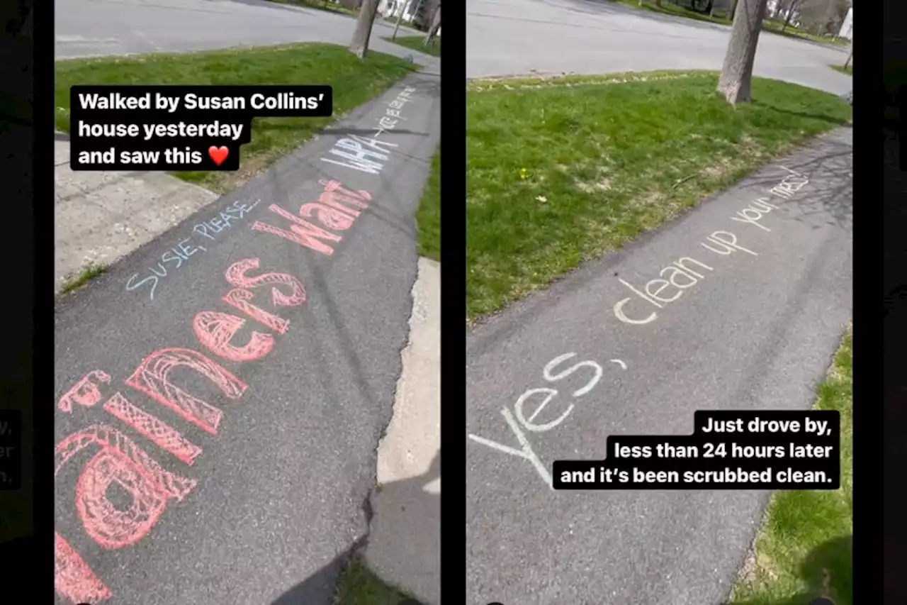 Just Wait Until You See the Terrifying “Defacement” of Susan Collins’ Sidewalk by Pro-Choice Activists