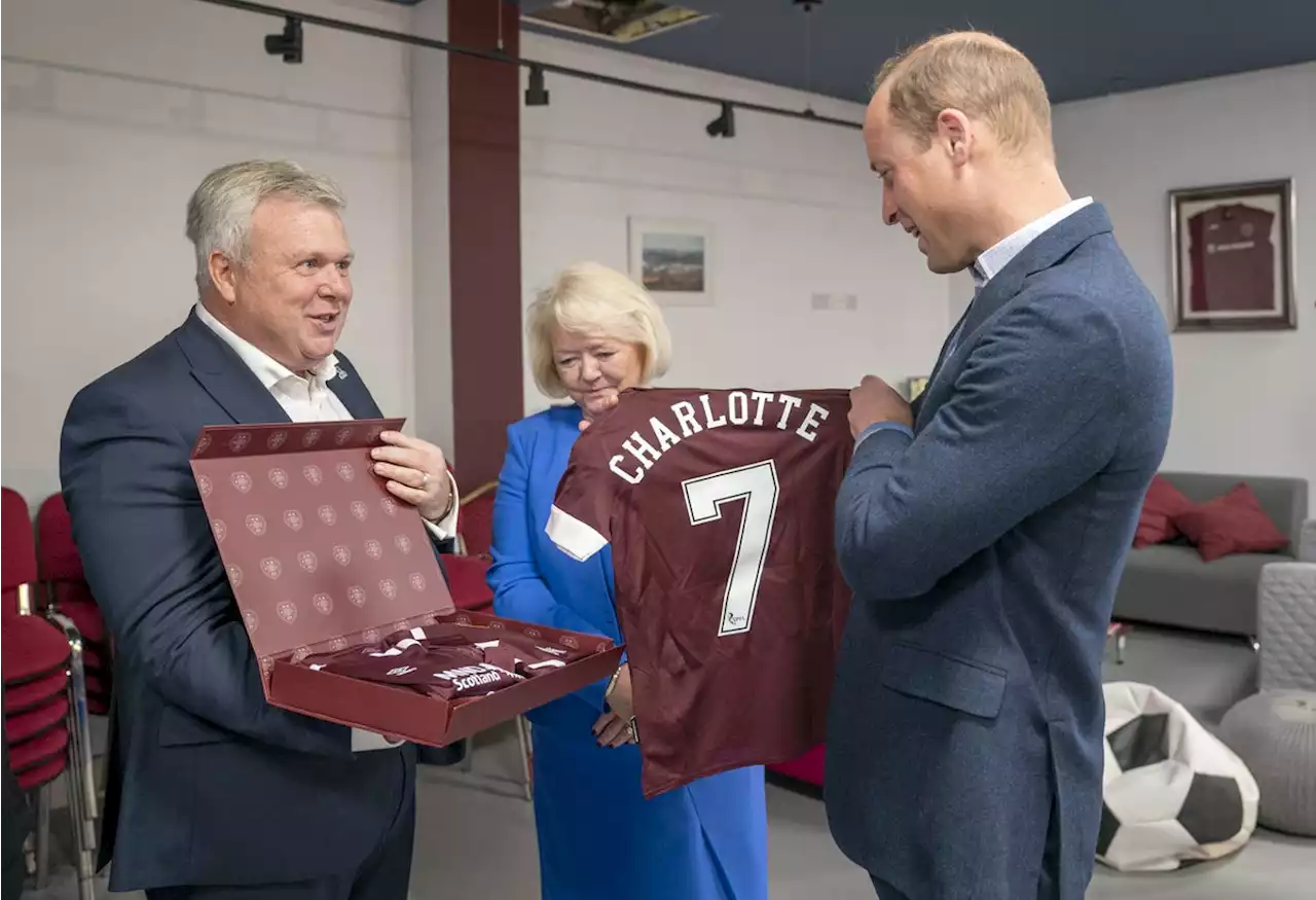 Prince William receives football shirts with his children’s names in Scotland