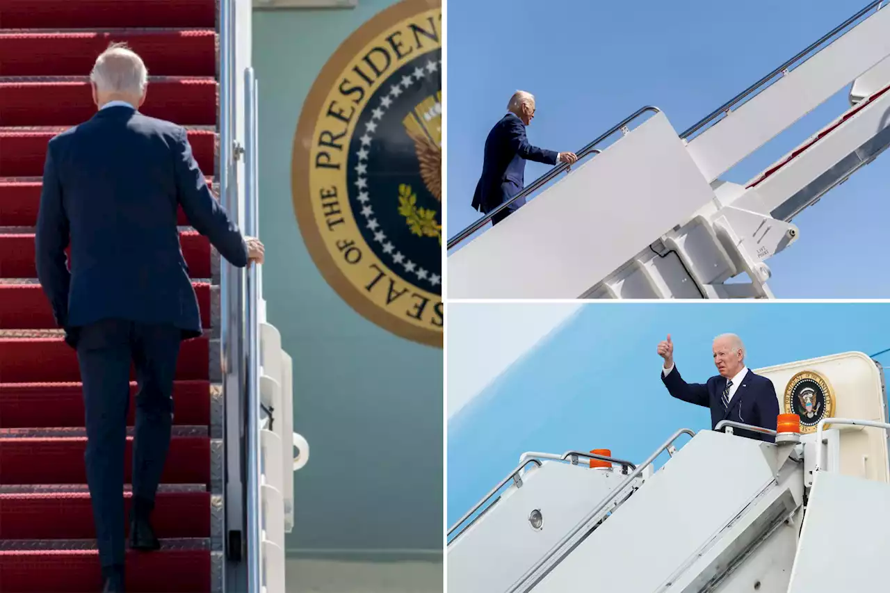 Biden nearly stumbles while boarding Air Force One