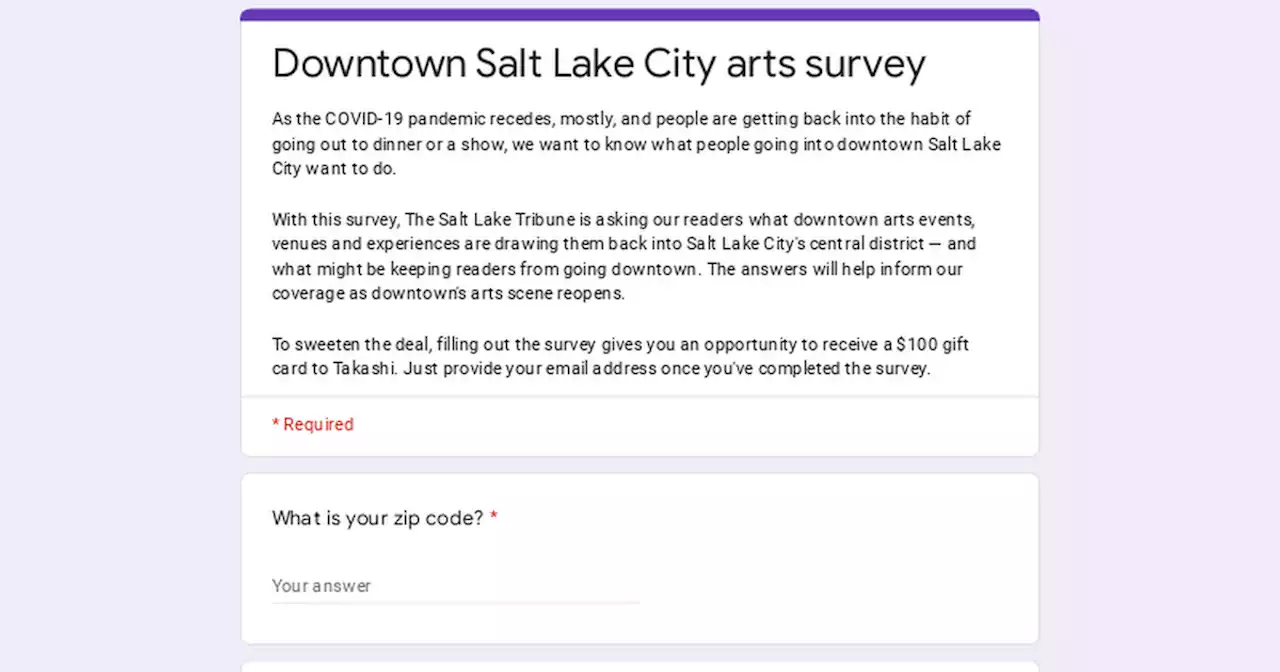 Downtown Salt Lake City arts survey