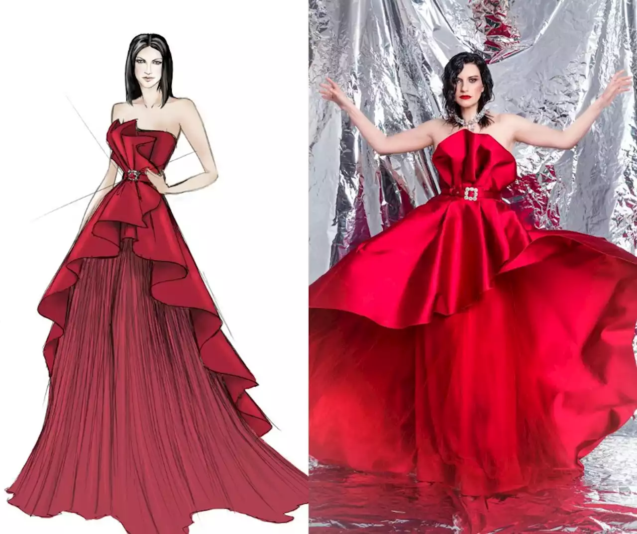 Laura Pausini all'Eurovision 2022 in Alberta Ferretti per la seconda serata - foto esclusive