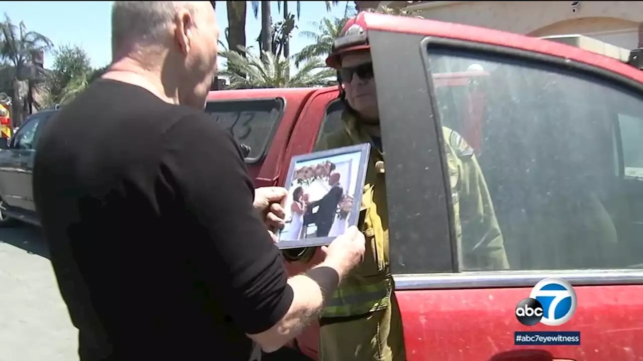 Couple reunited with priceless wedding photo rescued by firefighters battling Laguna Niguel wildfire