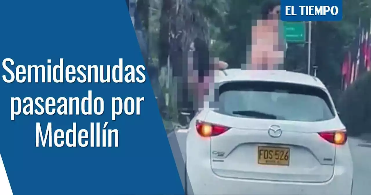 Dos mujeres semidesnudas se pasearon en una camioneta por Medellín