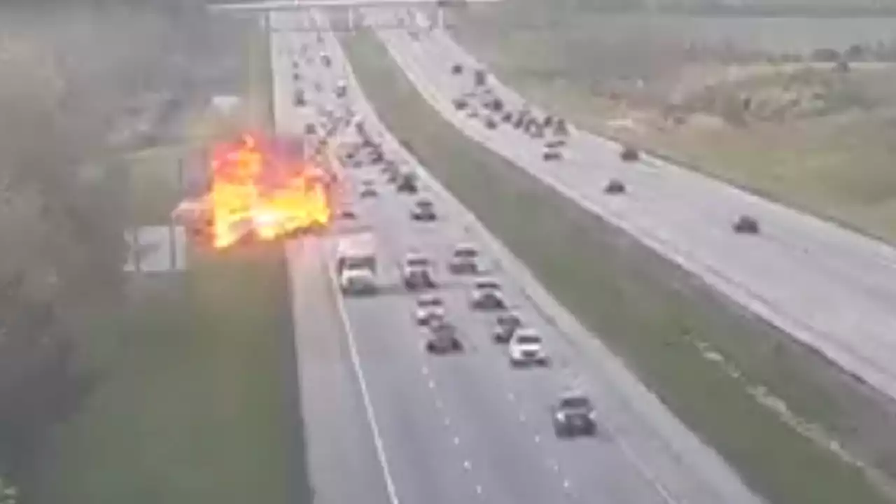 Watch: Fireball Erupts After Dump Truck Crashes in Ohio