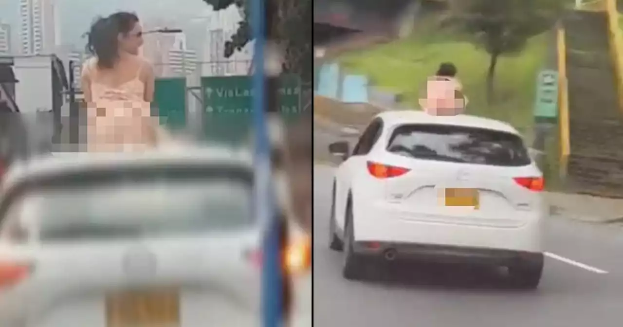 Escándalo en Medellín por dos mujeres que se pasearon desnudas en un carro